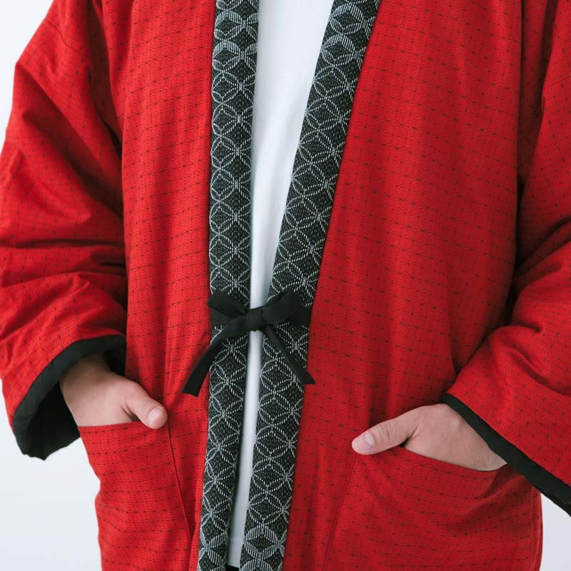 半纏 [狐火はんてん oversized] ブラック ロング100cm丈 ※リバーシブル