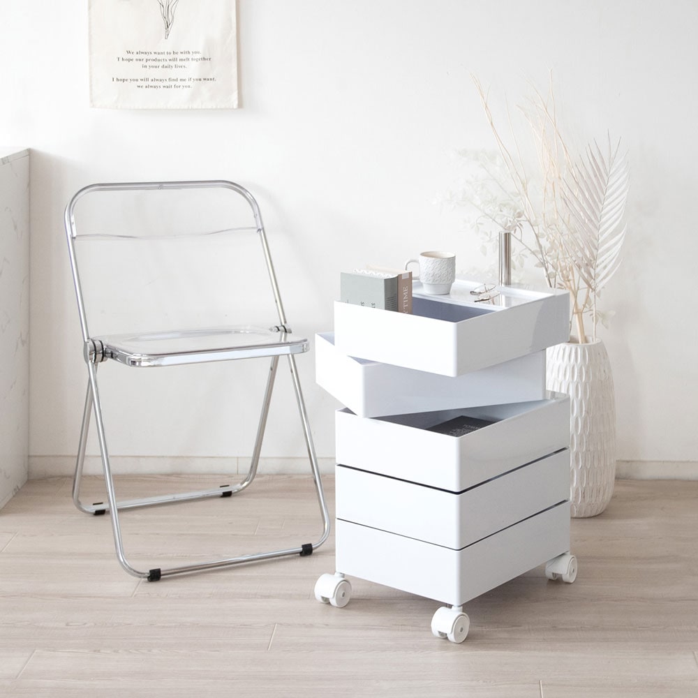 360度回転棚とスムーズ移動で快適収納できるトローリーワゴン｜5段