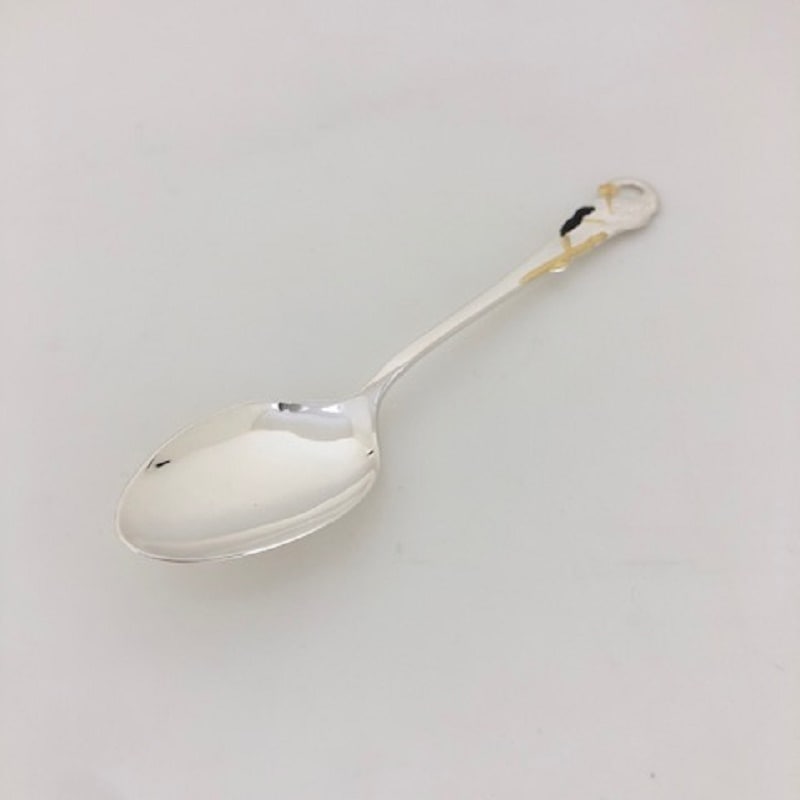 銀製 ≪鶴≫ コーヒースプーン 彩金仕上げ | 銀製品,食器・カトラリー