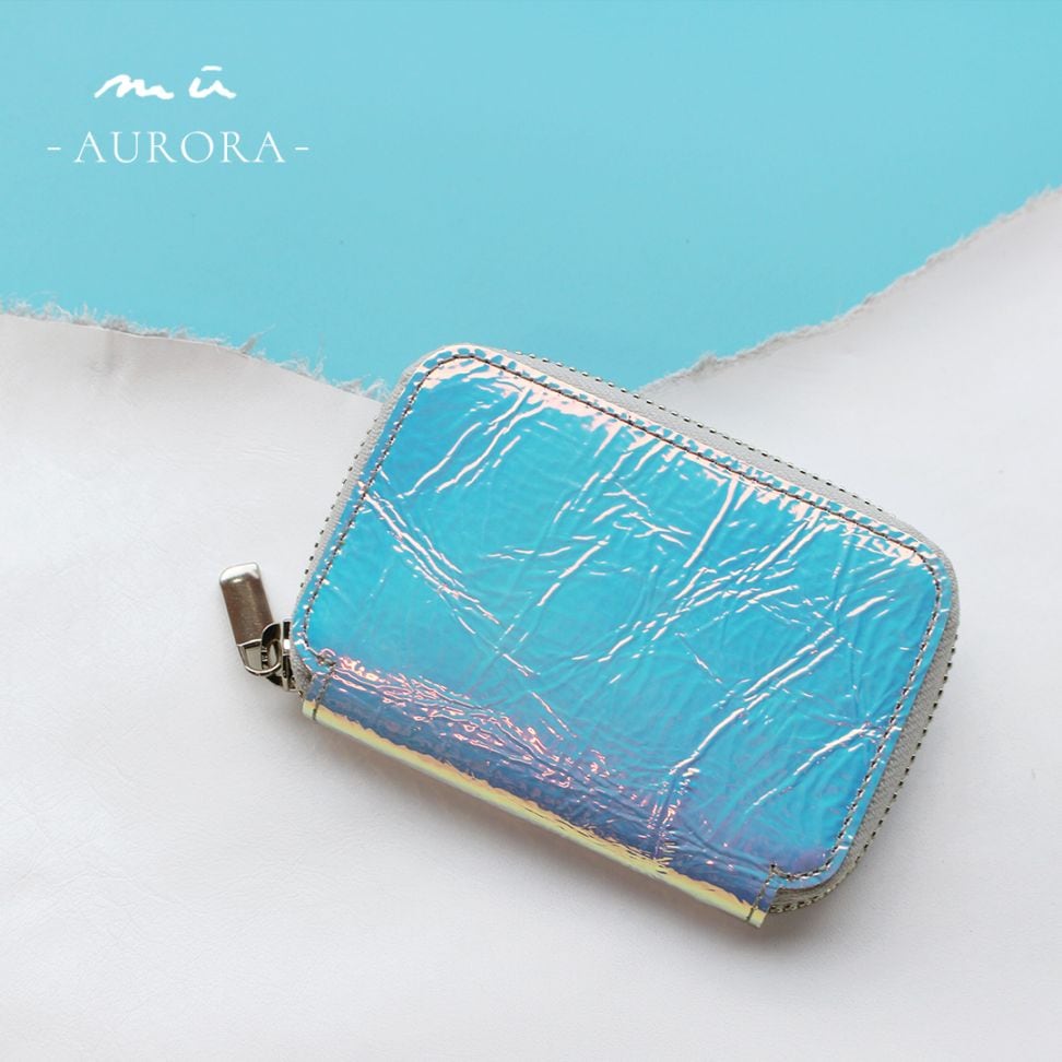 新作【mu】本革 Rファスナー コンパクト財布 【AURORA】［mu-75060］