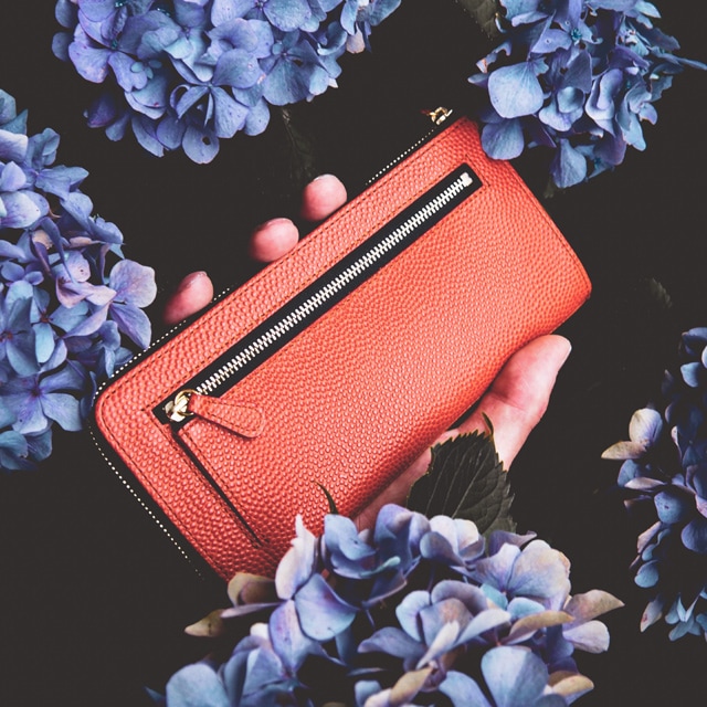 バスケットボール素材を使ったバスケ長財布 【Leather goods ナダヤ】