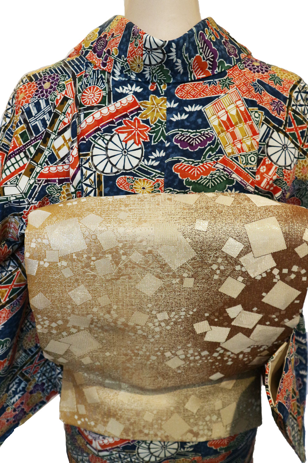 正絹小紋「風景に四季花総柄」 | 種類から探す,小紋 | きものサロン