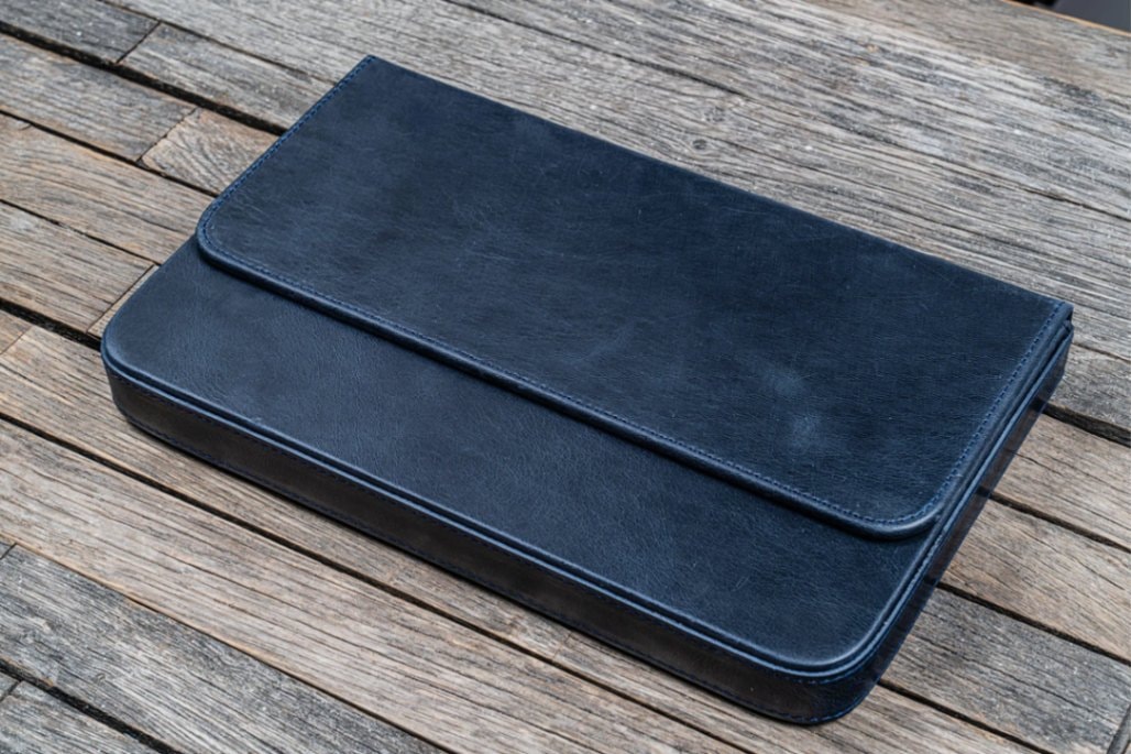 ガレンレザー 12本差しハードペンケース クレイジーホース ネイビー