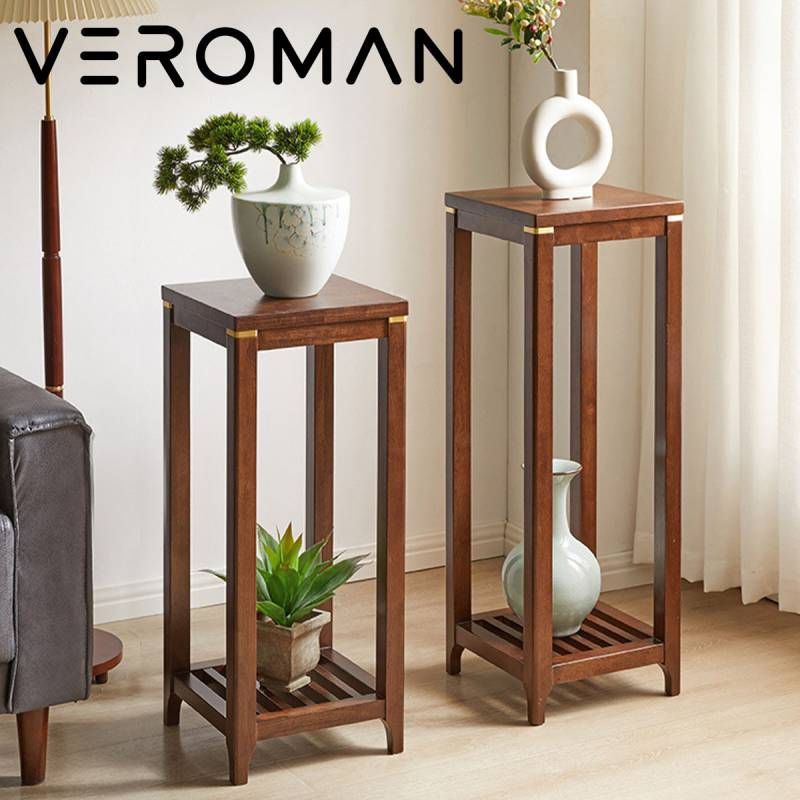 高さ78cm] VeroMan 木製 フラワースタンド サイドテーブル 収納ラック