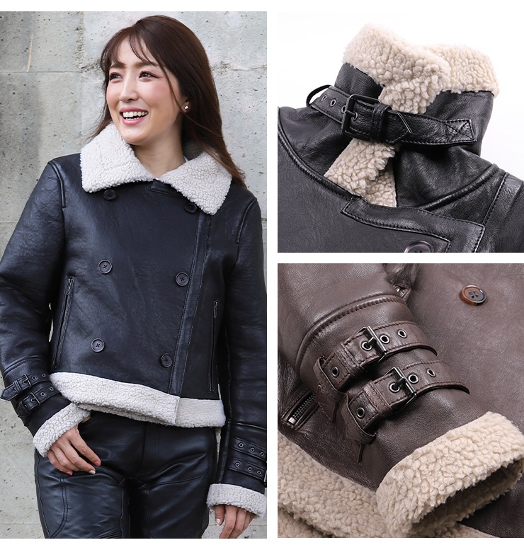 バイク フェイクムートンレディースレザージャケット[FR20WJ-10