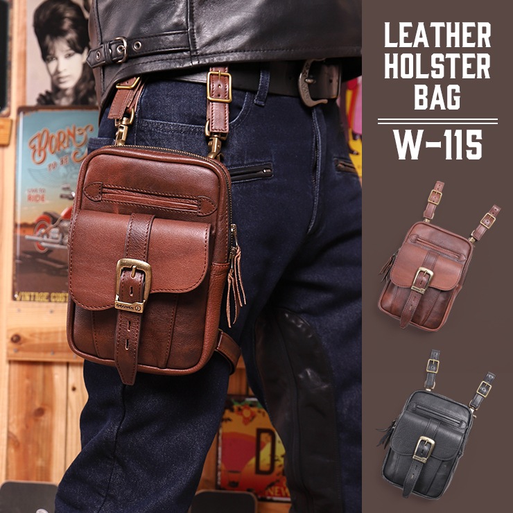 バイク レザーホルスターバッグ [W-115] カジュアルバッグ,ホルスター