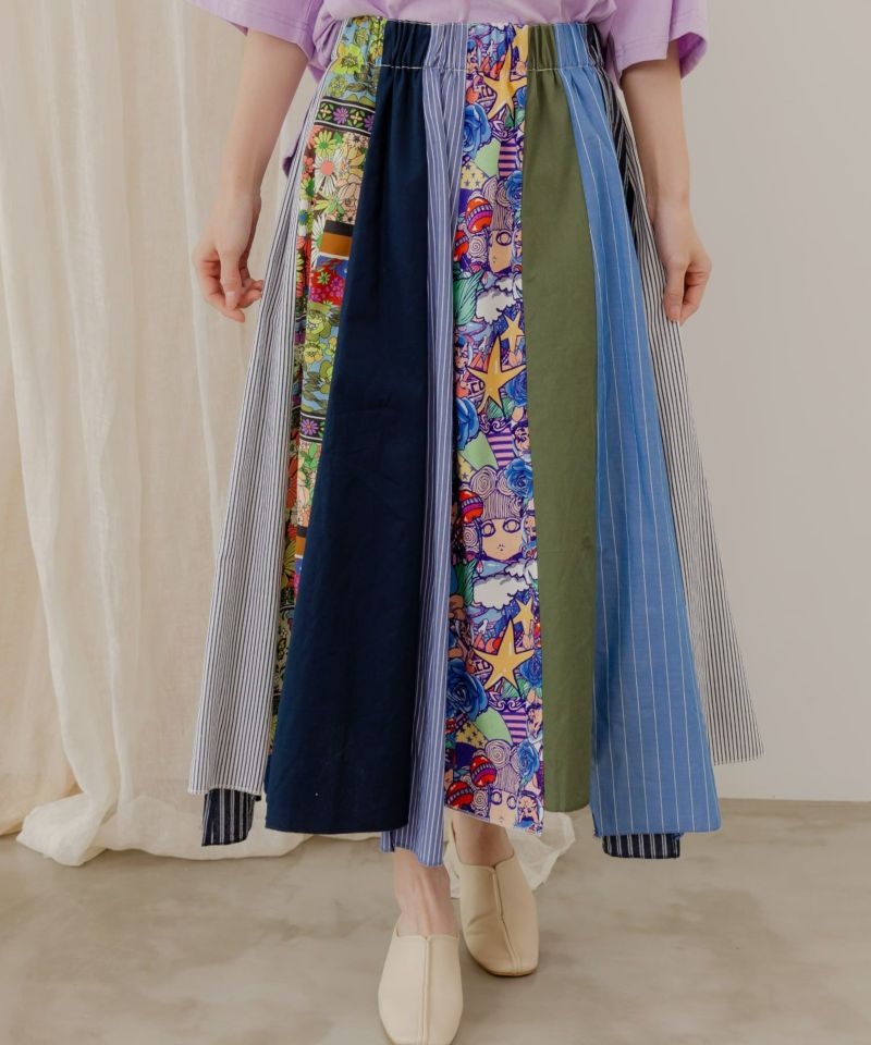スカラー / 花柄スカラーちゃん×異素材MIXストライプスカート | BRAND