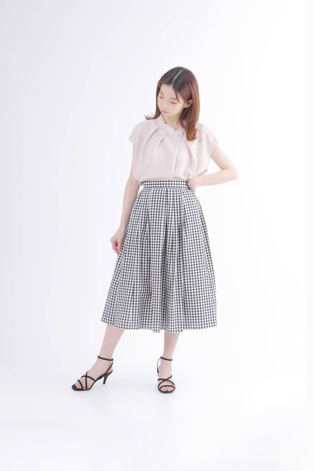 フロントタック]ギンガムチェック柄スカート | きれいめかわいいS