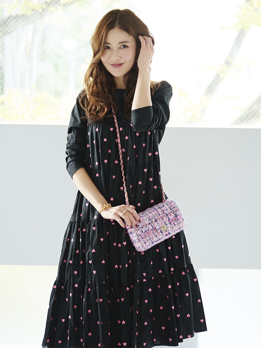 ハート刺繍ティアードワンピース/ピンク | DRESS | OBLI