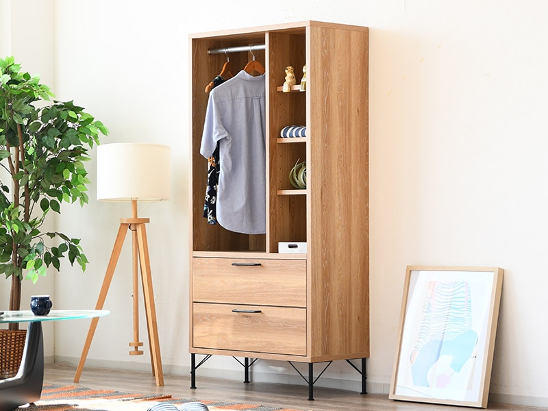 ハンガーラック ハンガー付チェスト 頑丈 おしゃれ 日本製 木製 2段