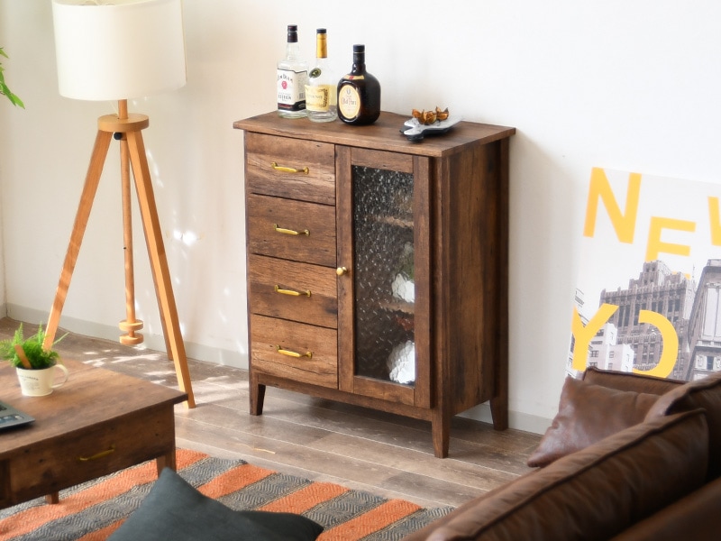 リビング収納 キャビネット FAX台 棚スリム 完成品 サイドボード 電話