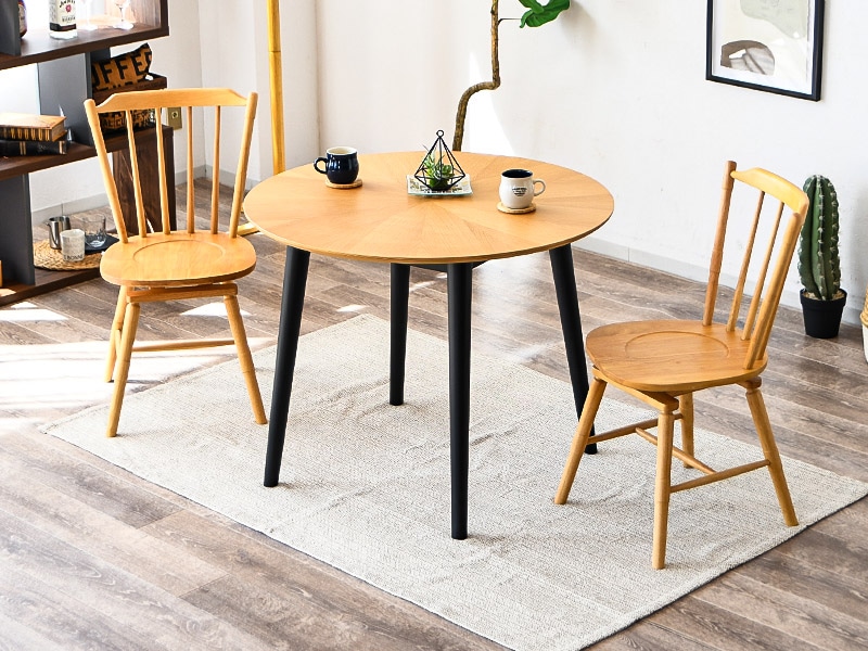 ダイニングテーブルセット 2人掛け 幅90cm 3点セット 丸型 カントリー