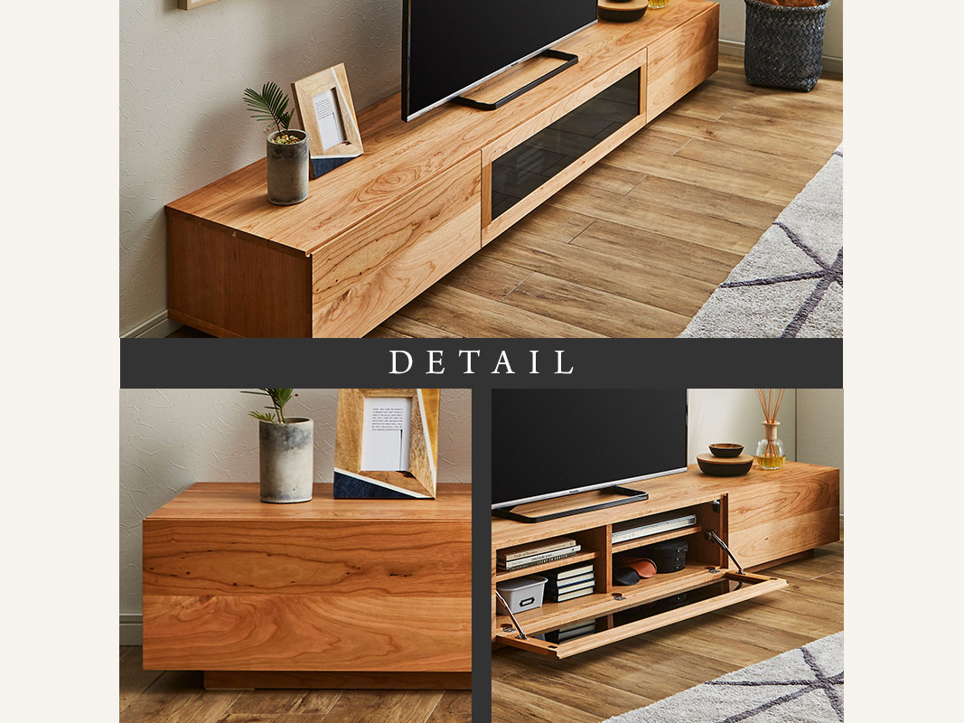 大川家具】無垢材 テレビボード 凛 ローボード 幅2400【設置付き
