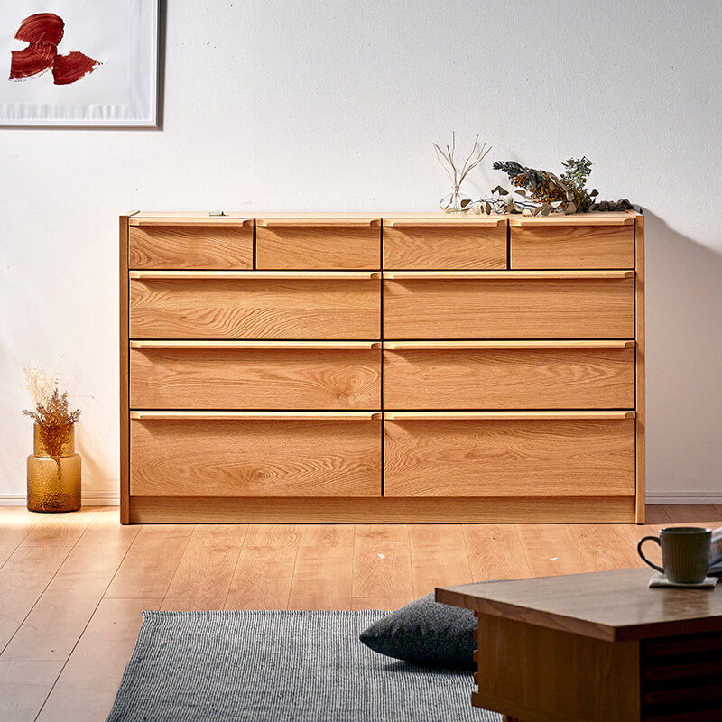 大川家具】ローチェスト 150cm幅4段 アレン ウォールナット/レッド