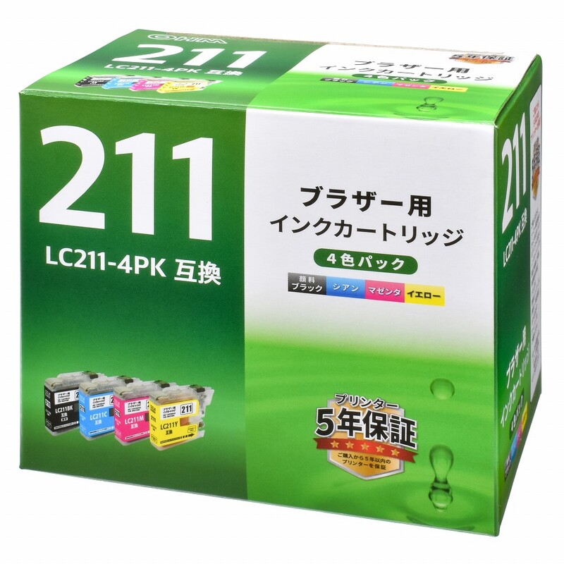 ブラザー互換インク LC211-4P 4色入｜INK-B211B-4P 01-4274｜通販なら