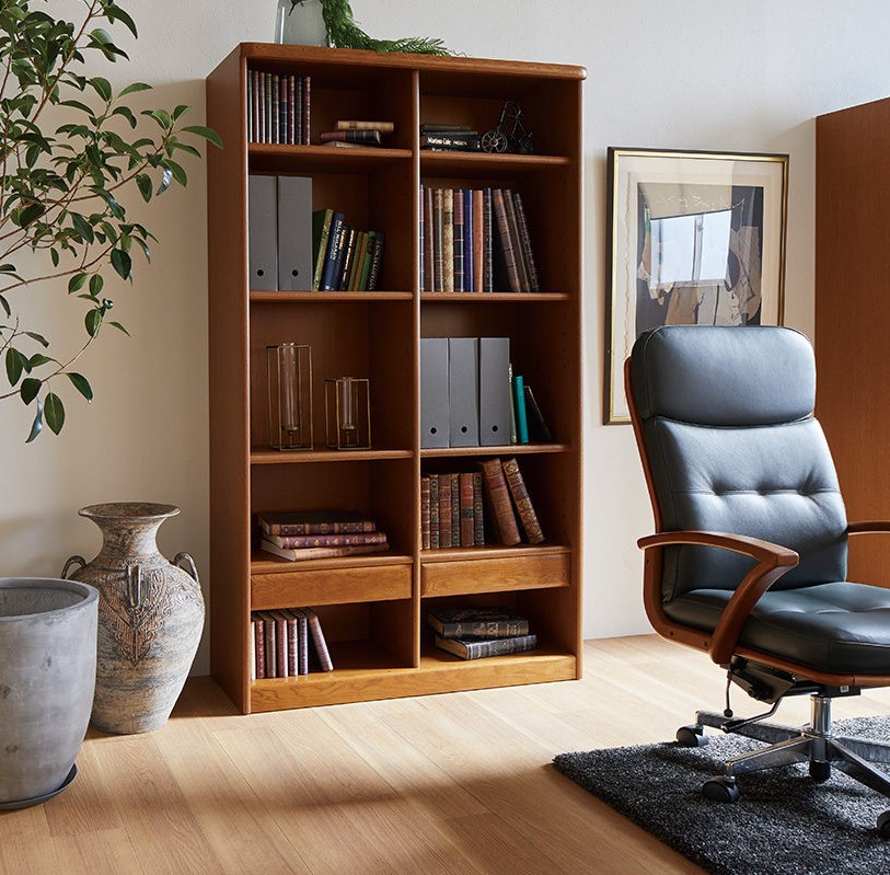 浜本工芸】 書棚A No.3600A 幅105cm ナラ材 国産家具 | Ohkawa ONLINE