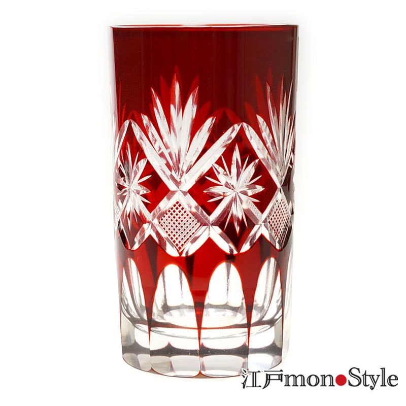 江戸切子タンブラー(星切子/赤)【名入れ可】 江戸monoStyle