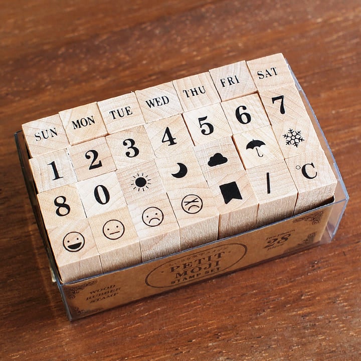 プチ文字スタンプセット 大・曜日/数字/絵文字 こどものかお