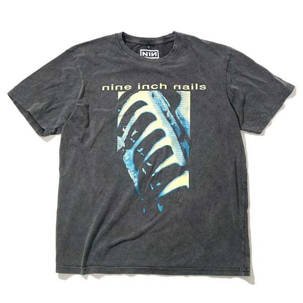 NINE INCH NAILS Tシャツ ストーンウォッシュ PHM Text Logo-Grey