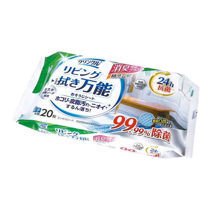 クリンクル リビング拭き掃除万能 おそうじシート 24h抗菌 20枚 150個