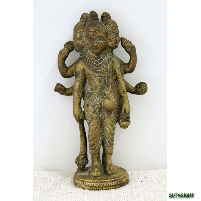 インド神様像 トゥリムルティ(Trimurti) 真鍮製 アンティーク IAS-03