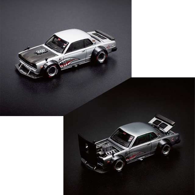 POP RACE x Enigma 1/64 SKYLINE GT-R V8 DRIFT (HAKOSUKA) METALLIC