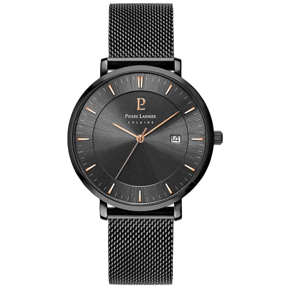 INTI インティ ソーラー メンズ 腕時計 クオーツ 金属ベルト ブラック