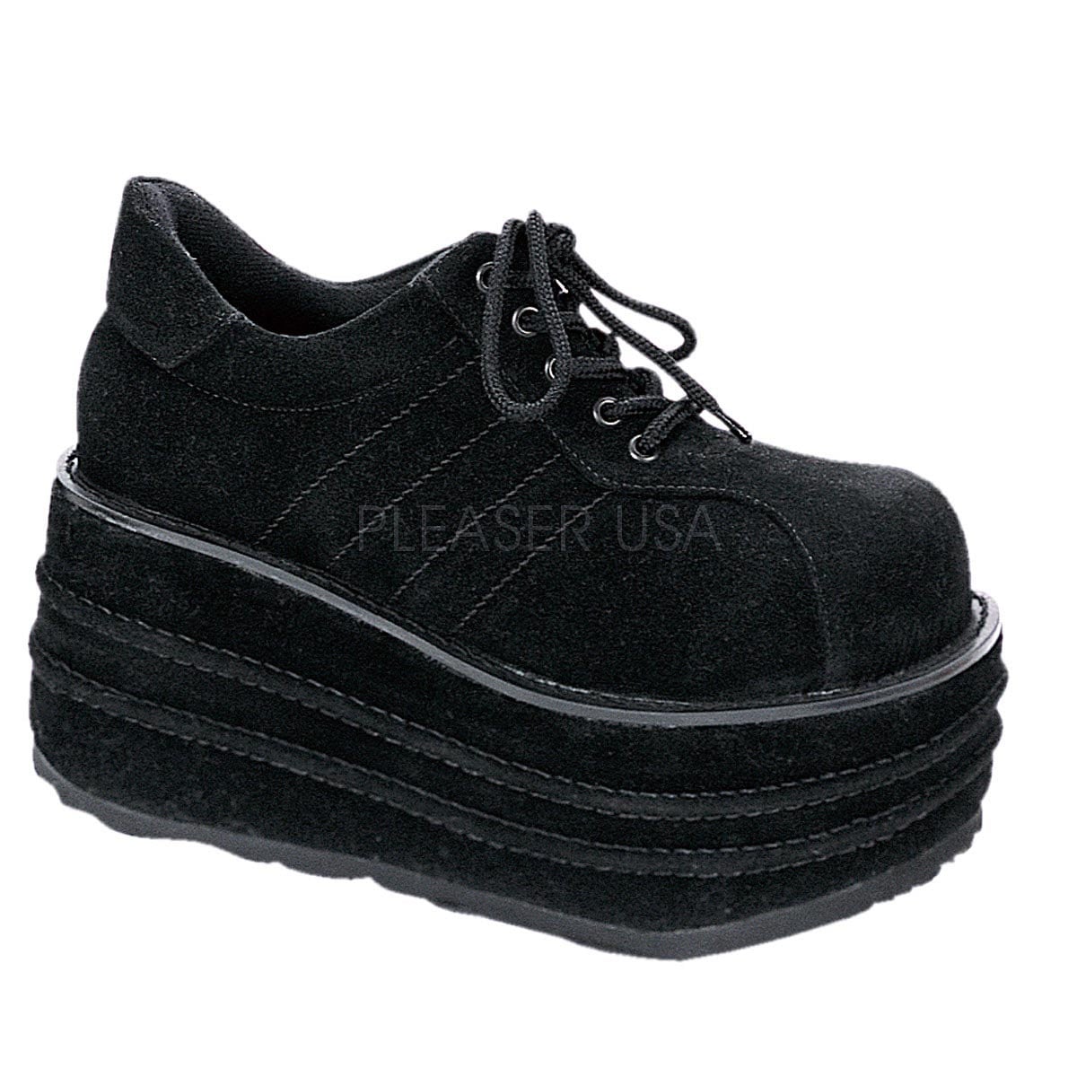 DEMONIA TEMPO-08 フェイクスウェード厚底スニーカー ゴスロリ 黒