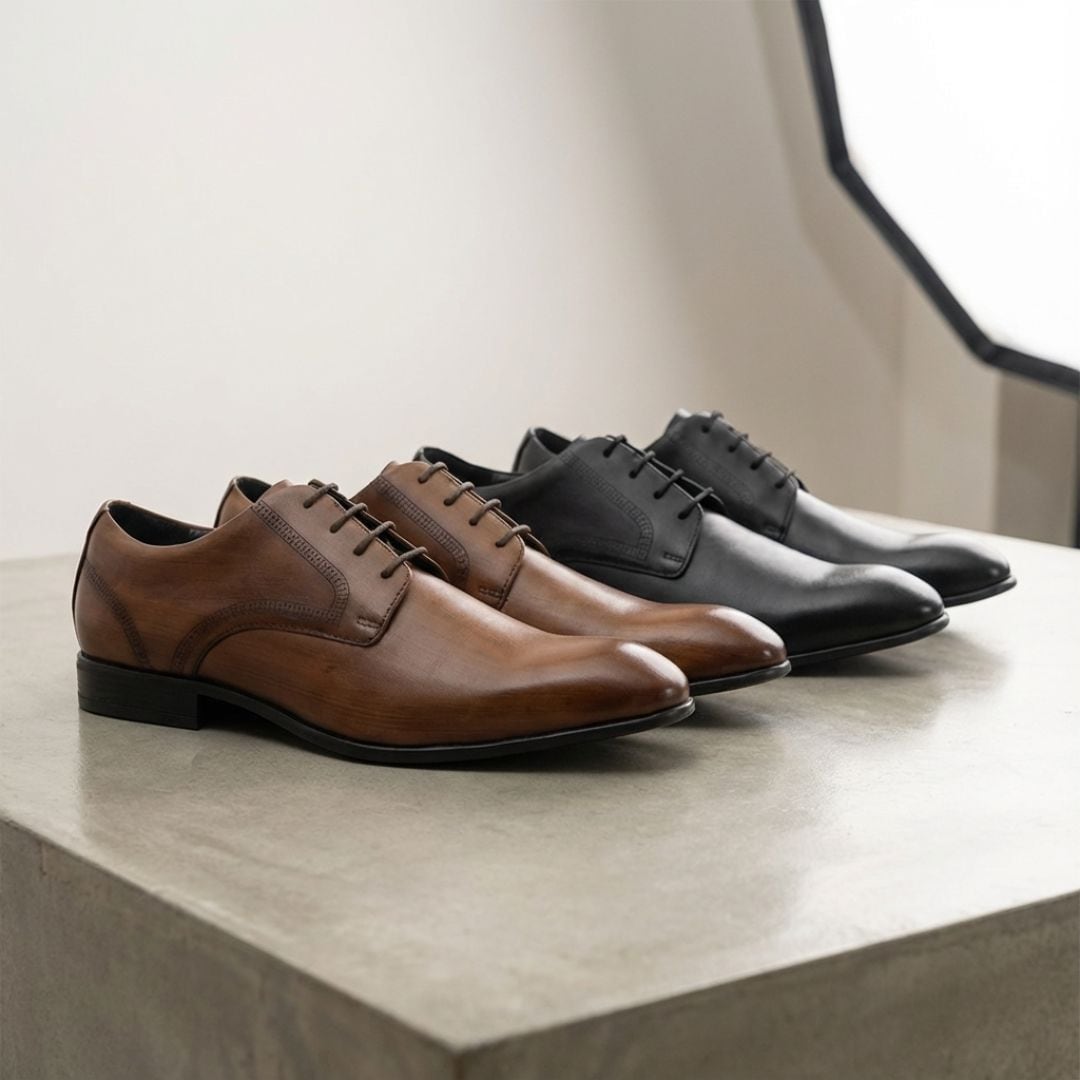 ビジネスシューズ プレーントゥ 外羽根 メンズ ブラウン 茶 本革 FENI