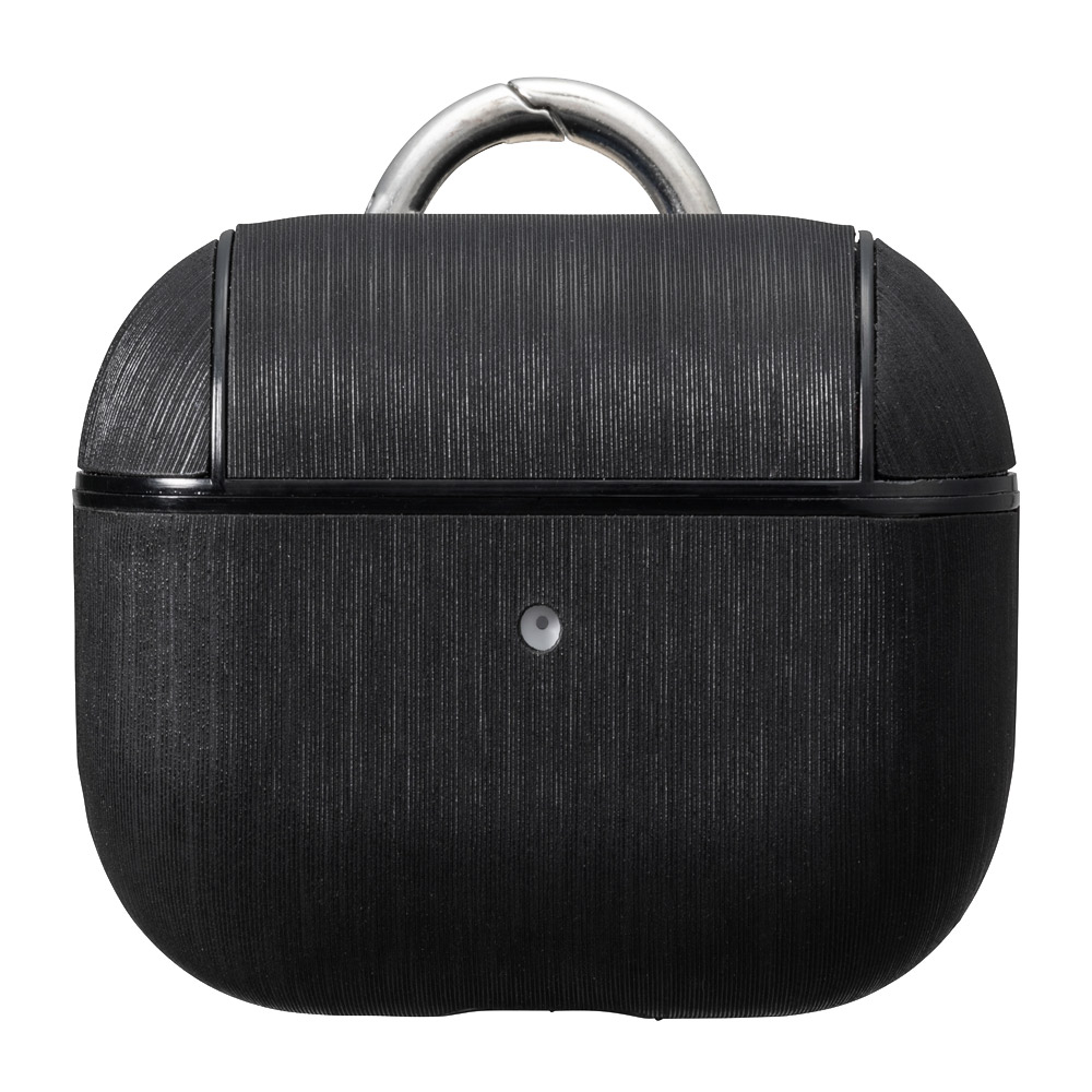 AirPods Pro ケース カバー ソフトレザー カラビナ付き ブラック