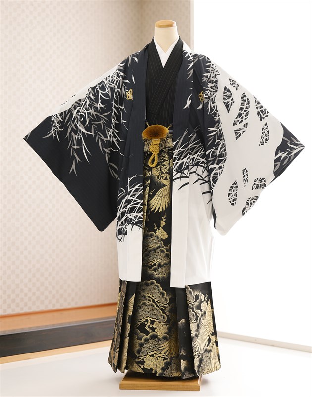 卒業式の男性紋付袴レンタル、165cm～185cm対応で結婚式や着物イベント