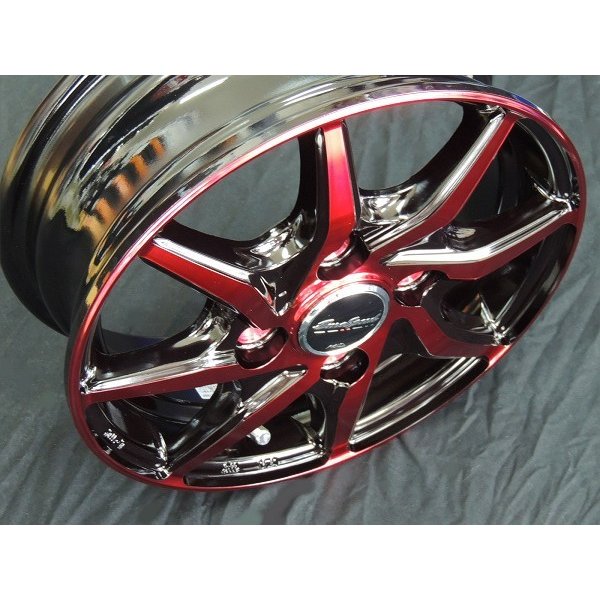 4本 送料無料 12インチ S810 レッドクリア 赤 アルミホイール 4.0 +43