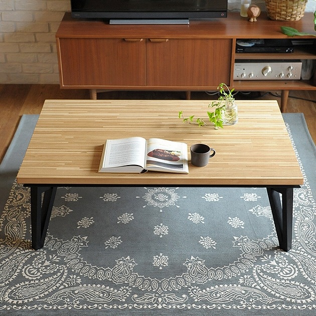 こたつテーブル モザイク調 幅120cm 長方形 フラットヒーター | こども