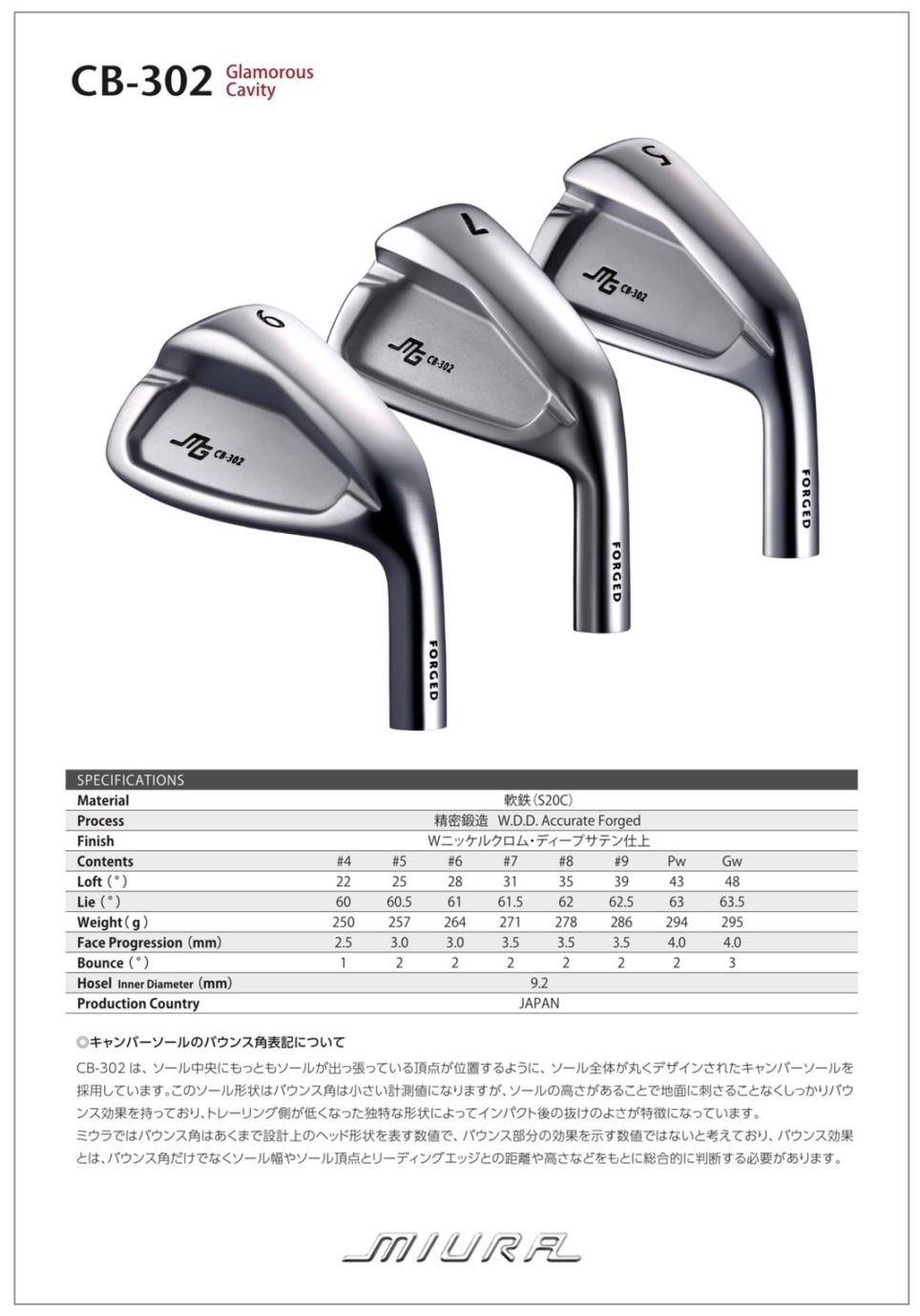 CB-302 三浦技研 ｜単品・セット アイアン【ゴルフ工房リバイヴ】