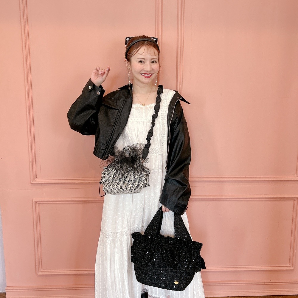 ミニフリルバッグ Tweedy Bebe【ブラック×ホワイト】1サイズ | BAG