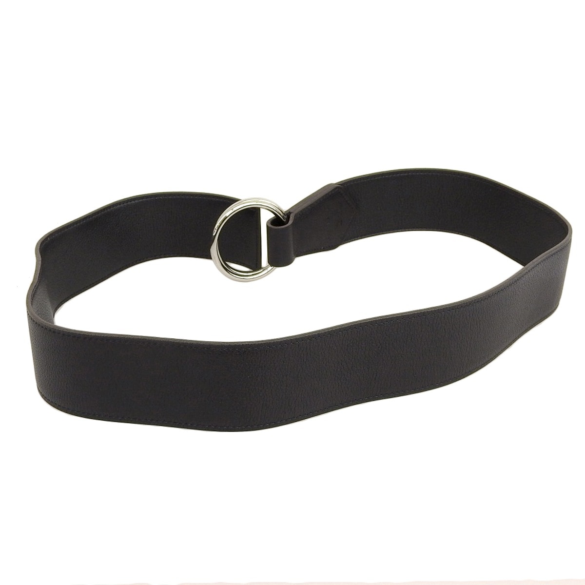 エルメス HERMES ダブルリングベルト シルバー金具 レザー ダーク