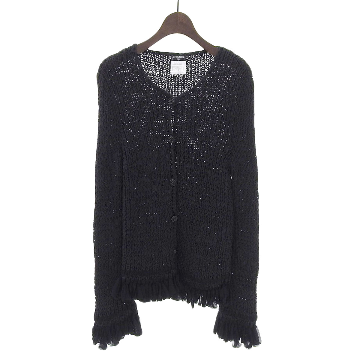 シャネル CHANEL ニット カーディガン ネイビー 38 レディース 02C