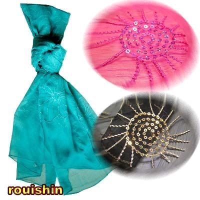 シフォンフラワースパンコールスカーフショールストール【送料無料