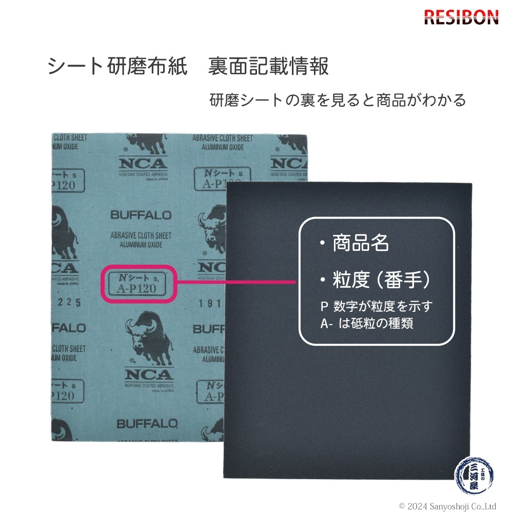 日本 レヂボン ( NCA ) 研磨布シートペーパー Nシート #120 230×280 お