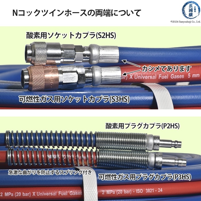 日酸TANAKA Nコック ツインホース2 NW20-5 可燃性ガス(アセチレン