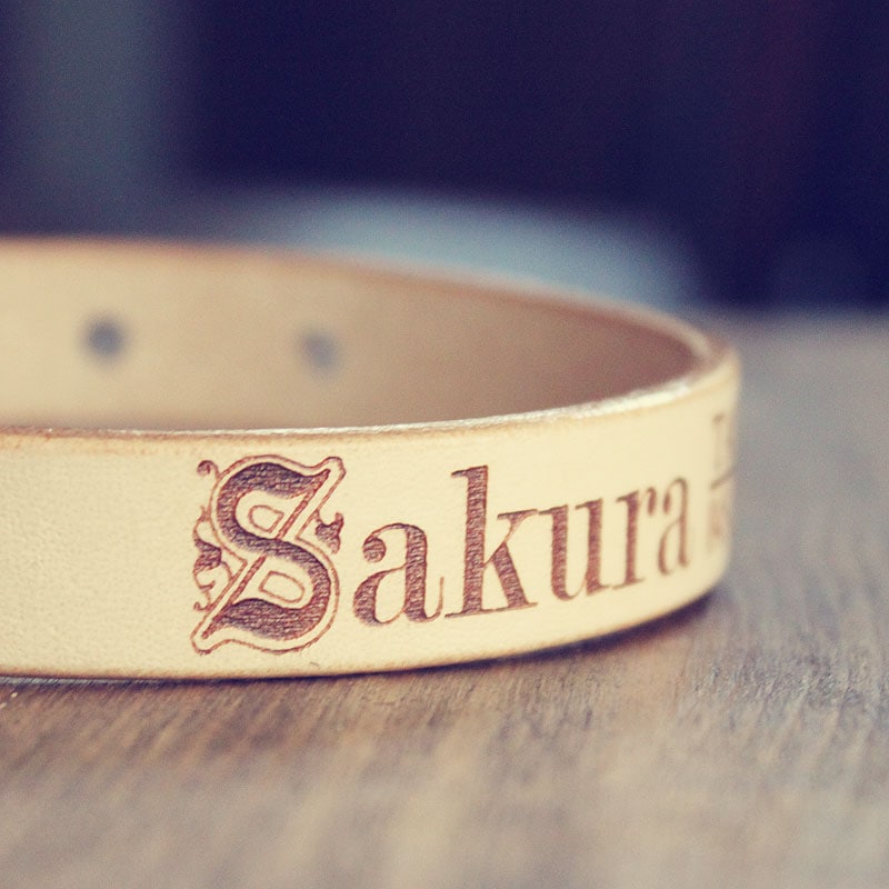 本革首輪・おしゃれ首輪・迷子札首輪の サクラ犬具製作所 / おなまえ