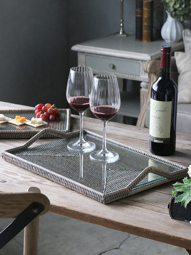 BAOLGI ラタン ガラストレー グレーL