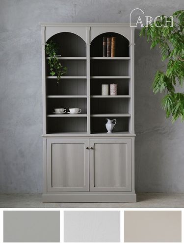 超美品 サラグレース ディスプレイシェルフ 食器棚 ライトグレー 超美