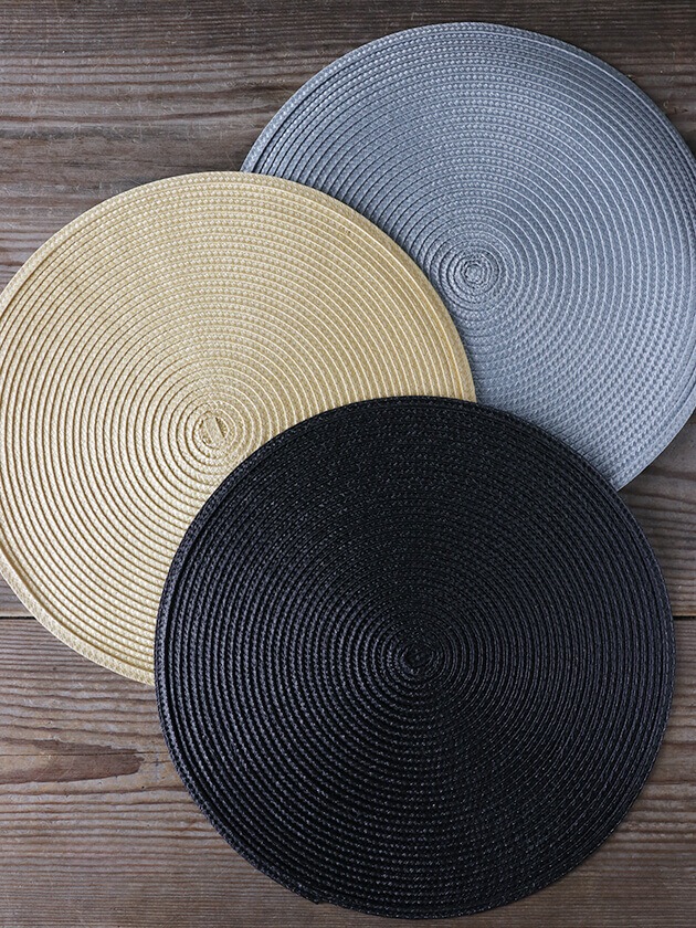 Almaプレースマットラウンドブラック サラグレースランチョンマット