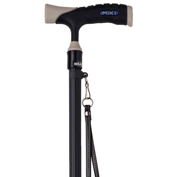 MRA-06107 ソフトグリップ 伸縮アルミ杖 スリム [ブラック]【ミキ