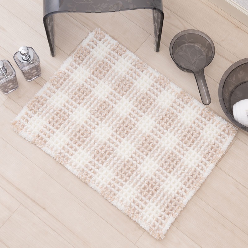 バスマット 吸水速乾 柔らかい ワッフル生地 滑りにくい】約45×60cm