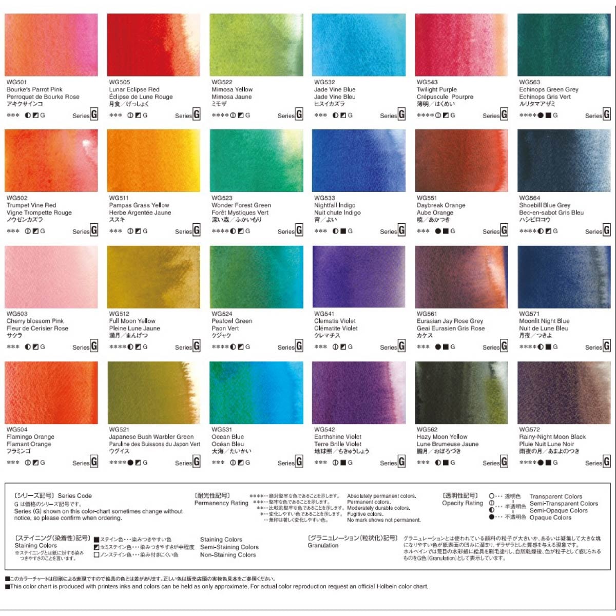 ホルベイン 透明水彩絵具 2号(5ml) グラニュレーティングカラーズ 24色