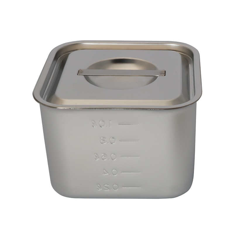 HACCP】【NSF】18-8 浅型角キッチンポット 目盛付 1.9L SH-4214