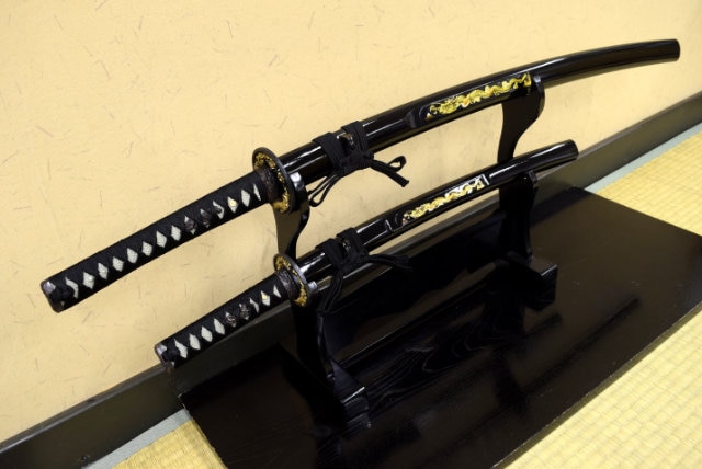 彫金 竜黒 大刀 小刀セット 刀身竜彫 模造刀｜【公式】模造刀・居合刀