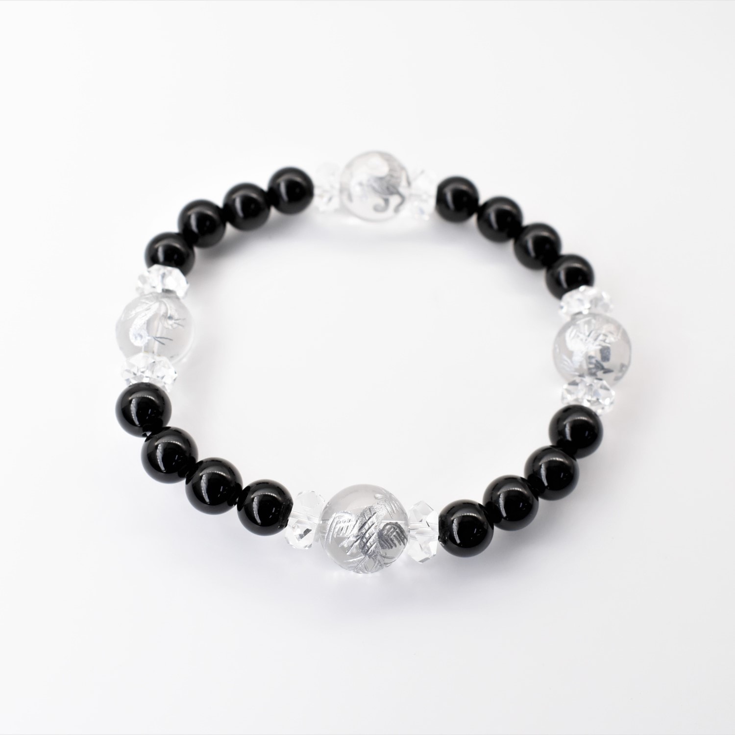 守護と繁栄の四神ブレスレット オニキス/四神水晶 【銀彫り】 当宮にて